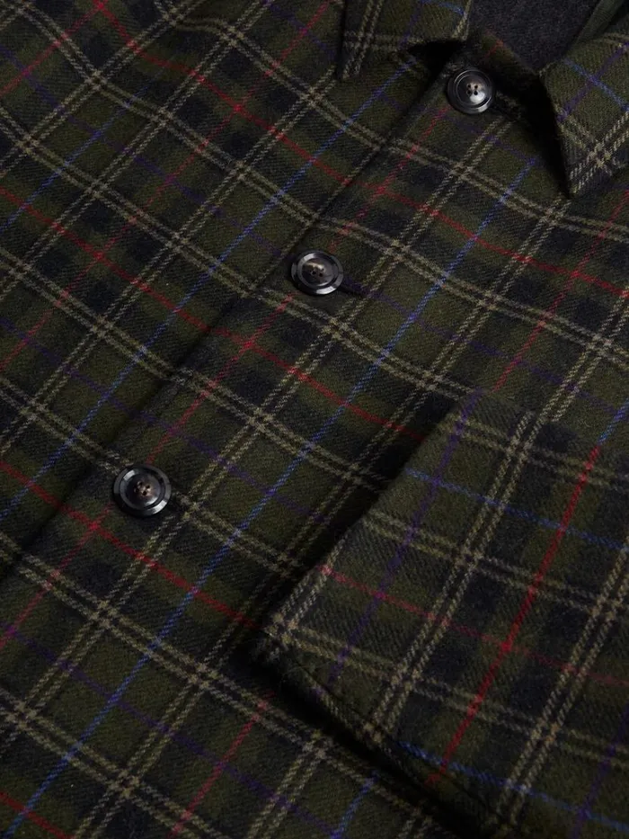 Overcoats Mens Paul Stuart Cashmere Plaid ALine Coat Olive