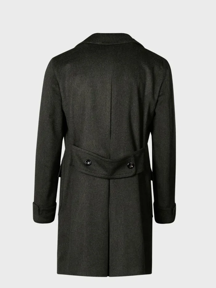 Overcoats Mens Paul Stuart Double Breasted Military Style Wool Coat Olive