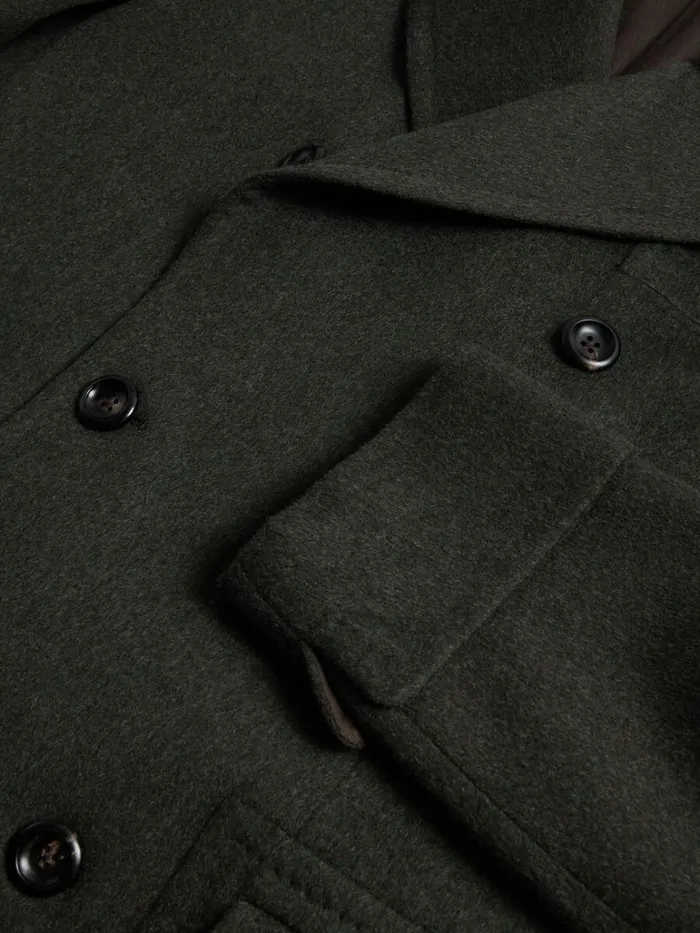 Overcoats Mens Paul Stuart Double Breasted Military Style Wool Coat Olive