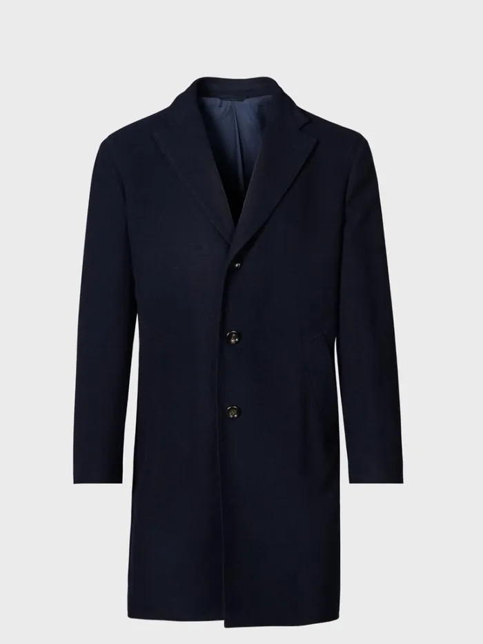 Overcoats Mens Paul Stuart Soft Wool Overcoat Navy