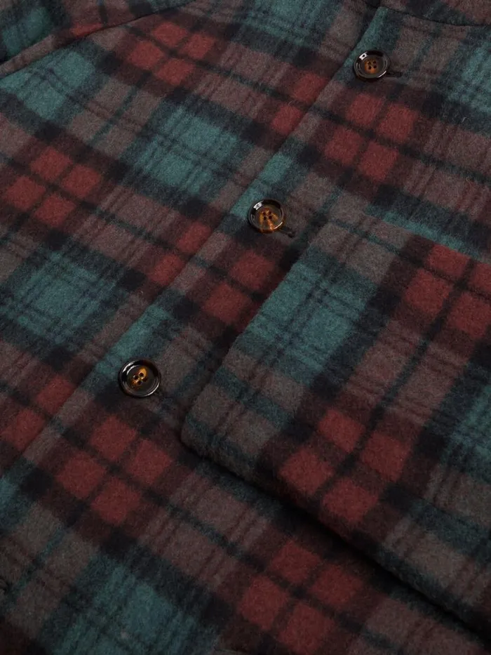 Overcoats Mens Paul Stuart Tartan Plaid Wool Hooded Coat Olivemulti