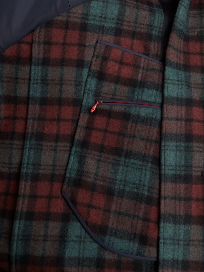 Overcoats Mens Paul Stuart Tartan Plaid Wool Hooded Coat Olivemulti