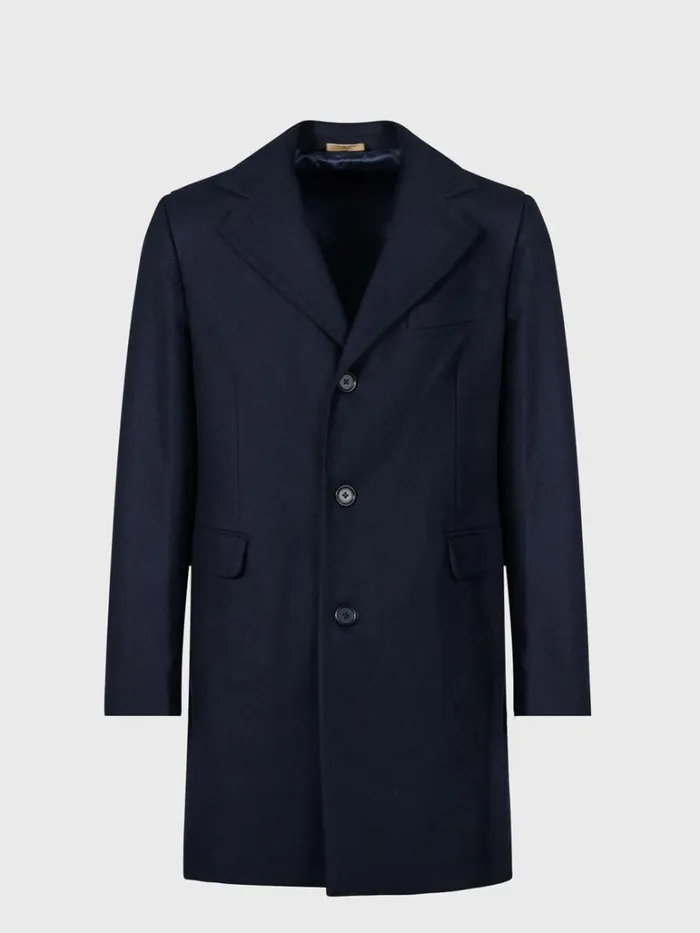Overcoats Mens Paul Stuart Wool and Cashmere Chesterfield Coat Navy