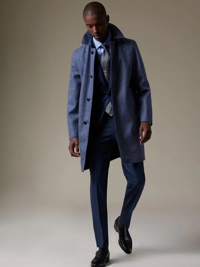 Overcoats Mens Paul Stuart Wool Herringbone Reversible Coat Blue Overcoats Mens Paul Stuart Wool Herringbone Reversible Coat Blue