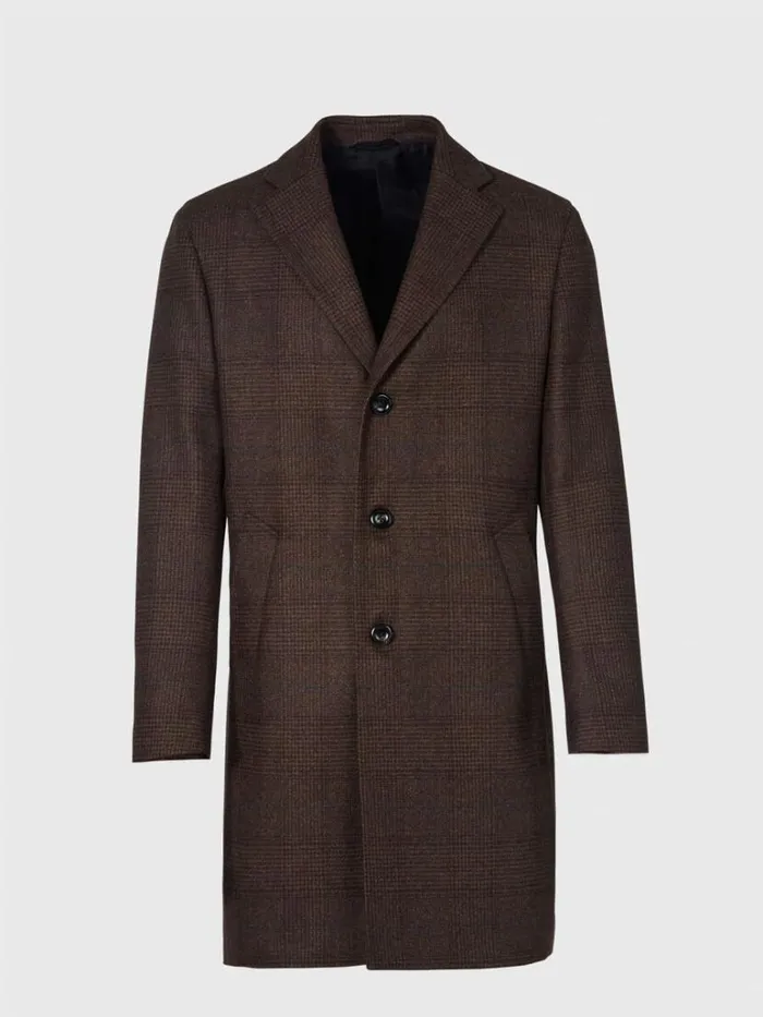 Overcoats Mens Paul Stuart Wool Plaid Overcoat Brown