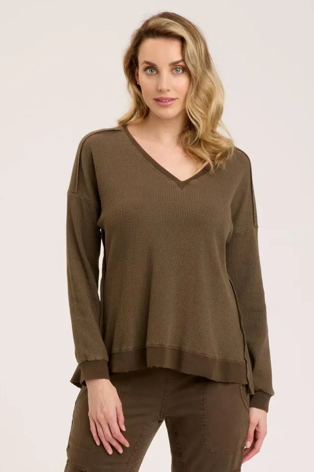 Oxley VNeck Boxwood Pigment Clothing XCVI Sweatshirts