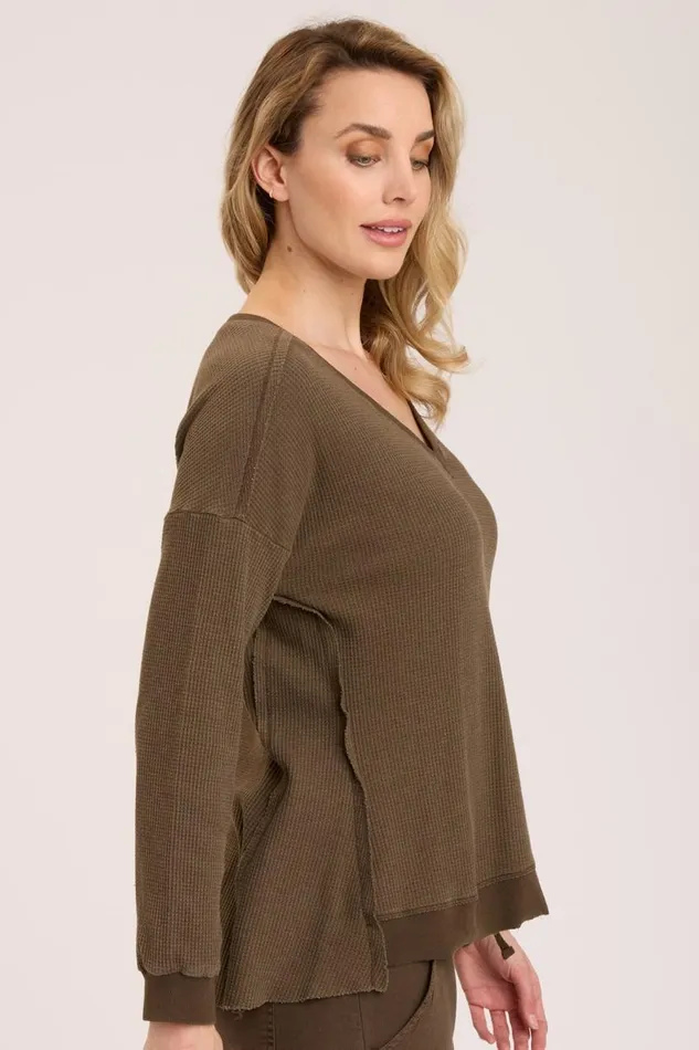 Oxley VNeck Boxwood Pigment Clothing XCVI Sweatshirts