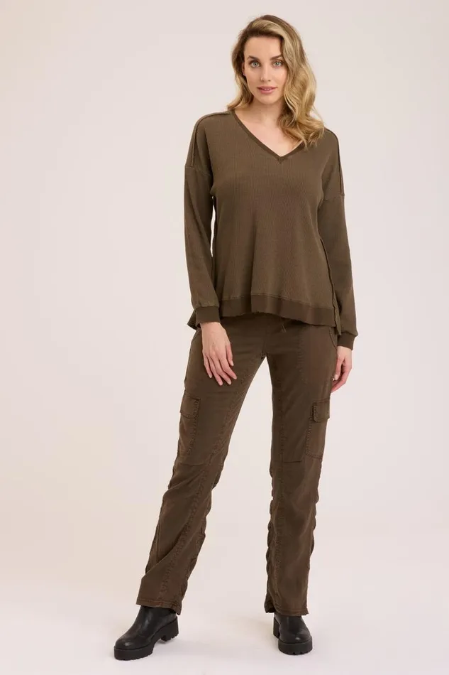 Oxley VNeck Boxwood Pigment Clothing XCVI Sweatshirts