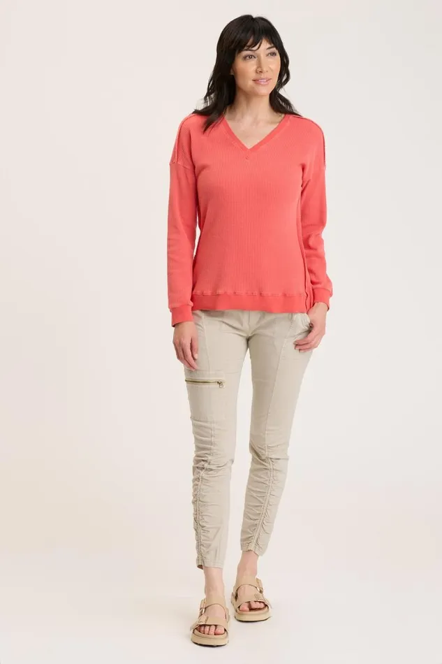 Oxley VNeck Grapefruit Pigment Clothing XCVI Sweatshirts