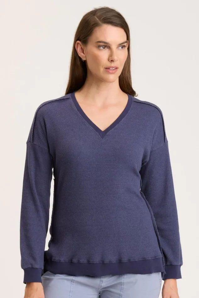Oxley VNeck Navy Clothing XCVI Sweatshirts