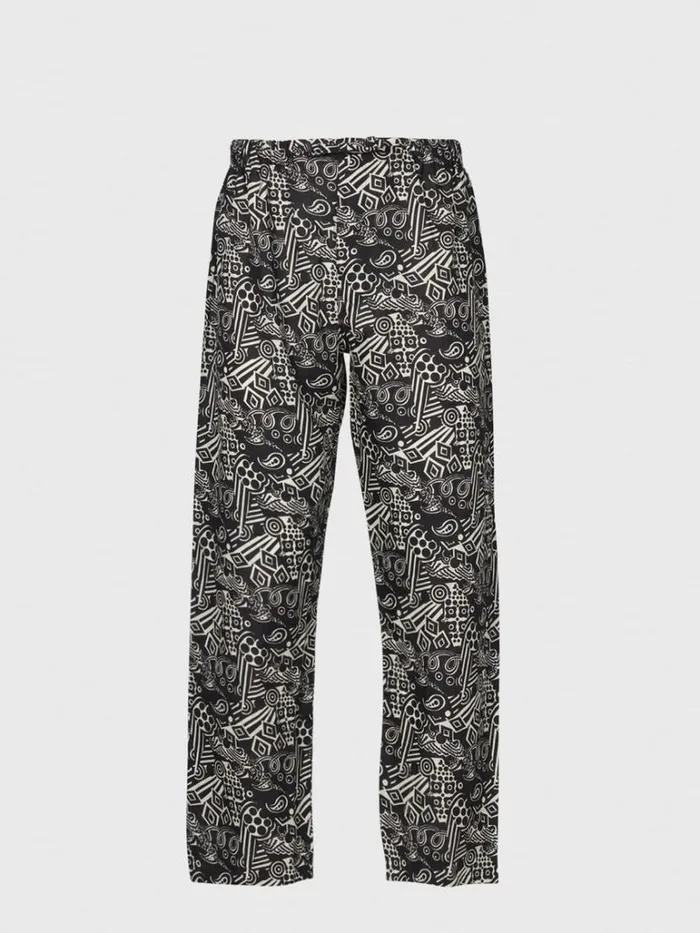 Pajamas and Loungewear Mens Paul Stuart Deco Print Linen Pajama Blackecru