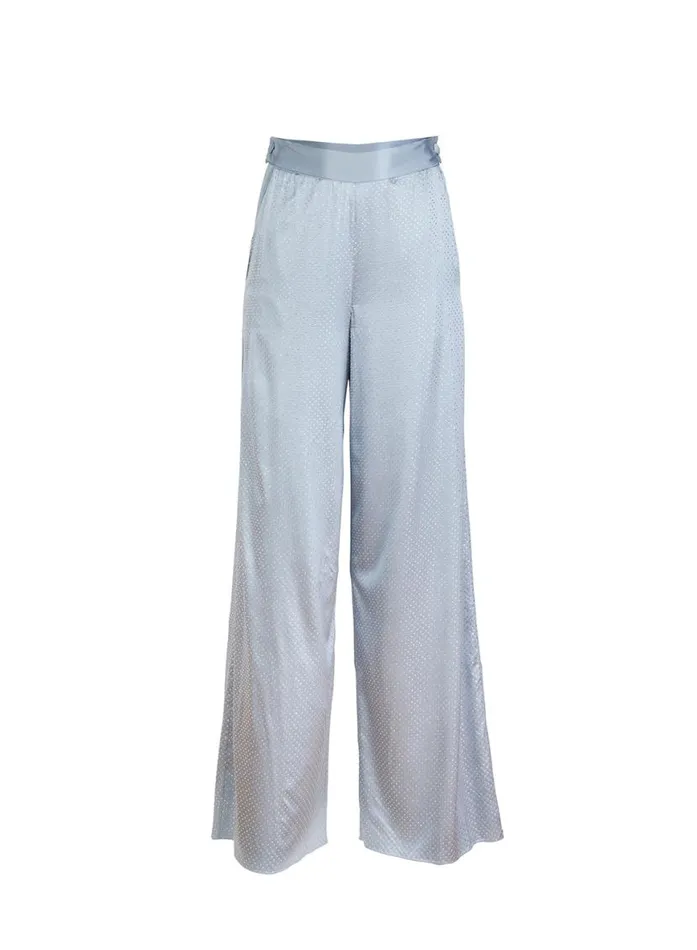 Pants Clothing Fleur Du Mal Rhinestone Wide Leg Pant Steel Blue
