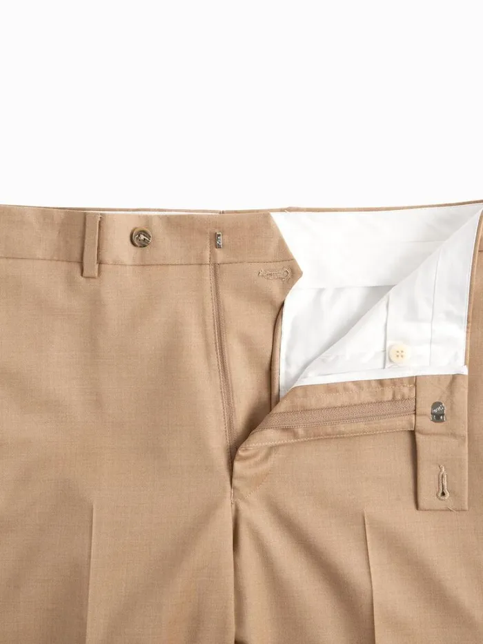 Pants Mens Paul Stuart AllYear Super 110s Wool Dress Trouser Tan