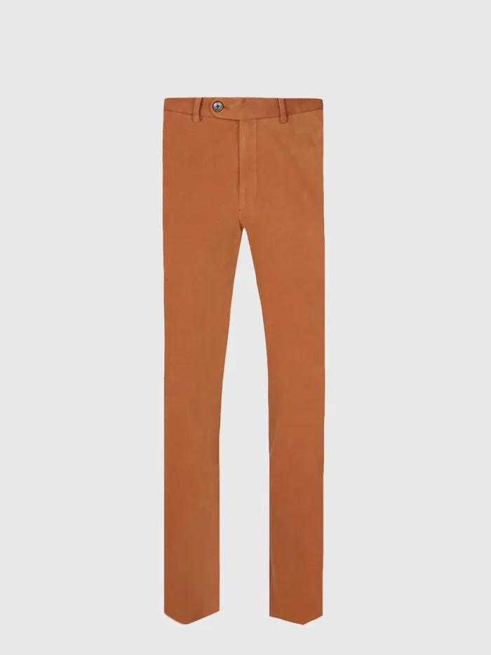 Pants Mens Paul Stuart Brushed Cotton Plain Front Newton Pant Rust
