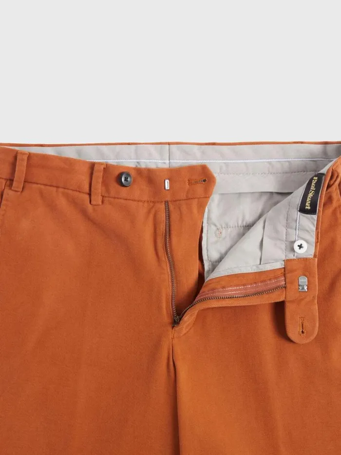 Pants Mens Paul Stuart Brushed Cotton Plain Front Newton Pant Rust