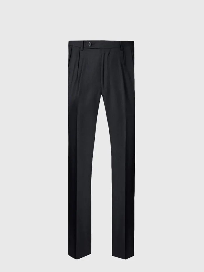 Pants Mens Paul Stuart Charcoal Super 110s Wool Pleated Trouser Char