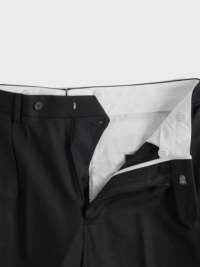 Pants Mens Paul Stuart Charcoal Super 110s Wool Pleated Trouser Char