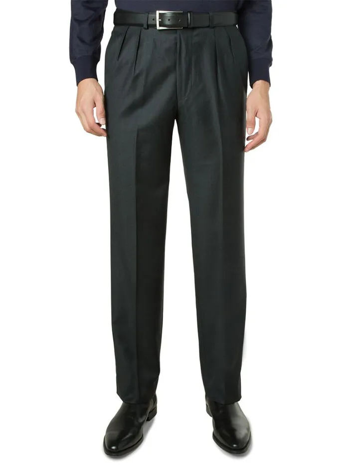 Pants Mens Paul Stuart Charcoal Super 110s Wool Pleated Trouser Char