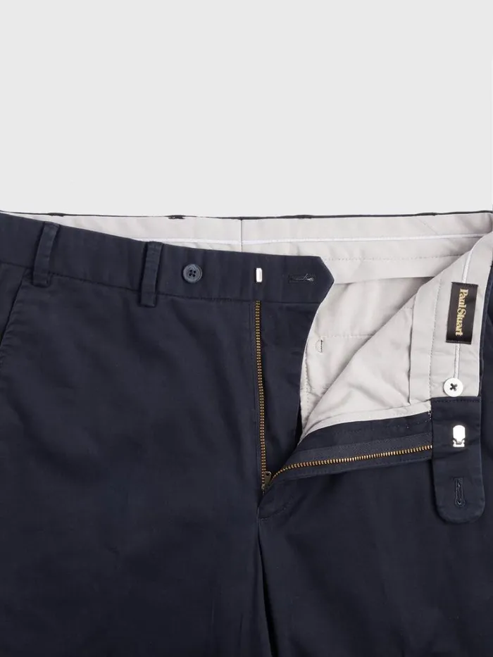 Pants Mens Paul Stuart Satin Cotton Stretch Washed Trousers Navy