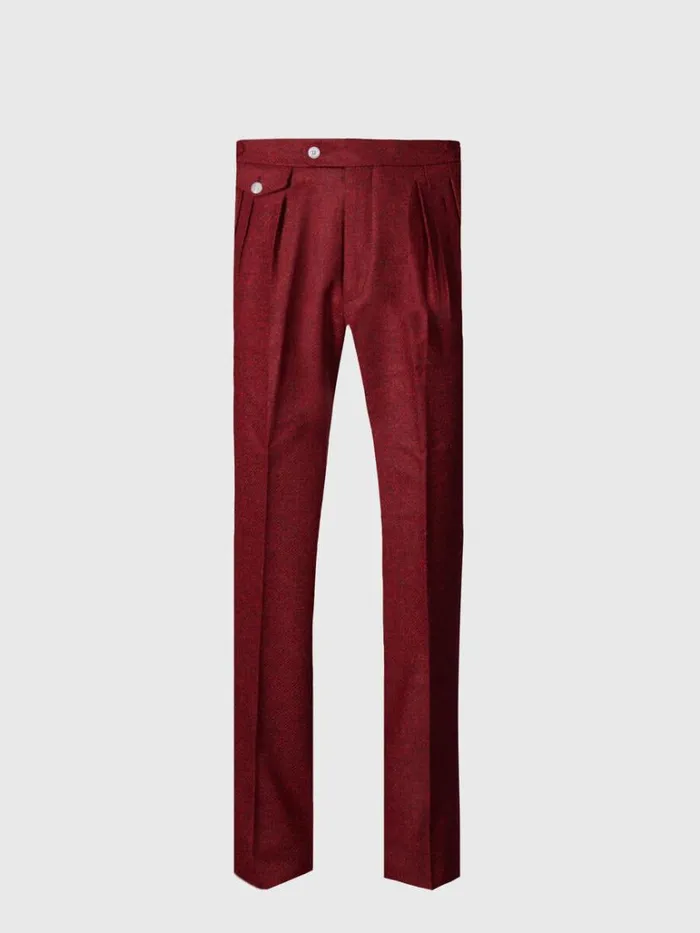 Pants Mens Paul Stuart Shetland Wool French Pleat Trouser Crimson