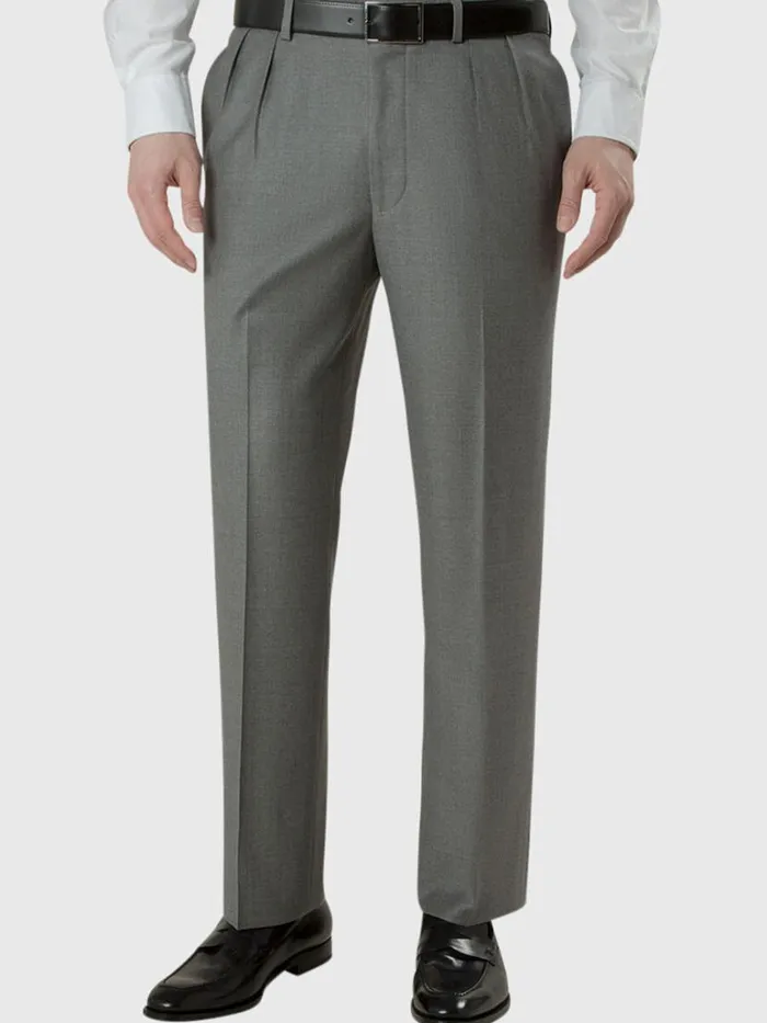 Pants Mens Paul Stuart Super 110s Wool Pleated Trouser Lt Grey