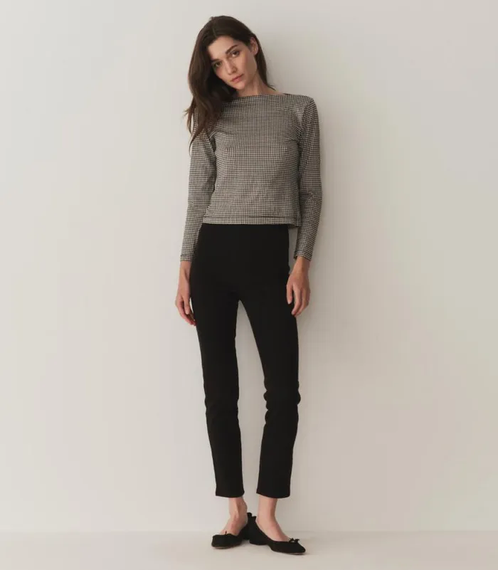 PAULETTE TEE Noir La Maddalena Gingham Shop DEN Tees