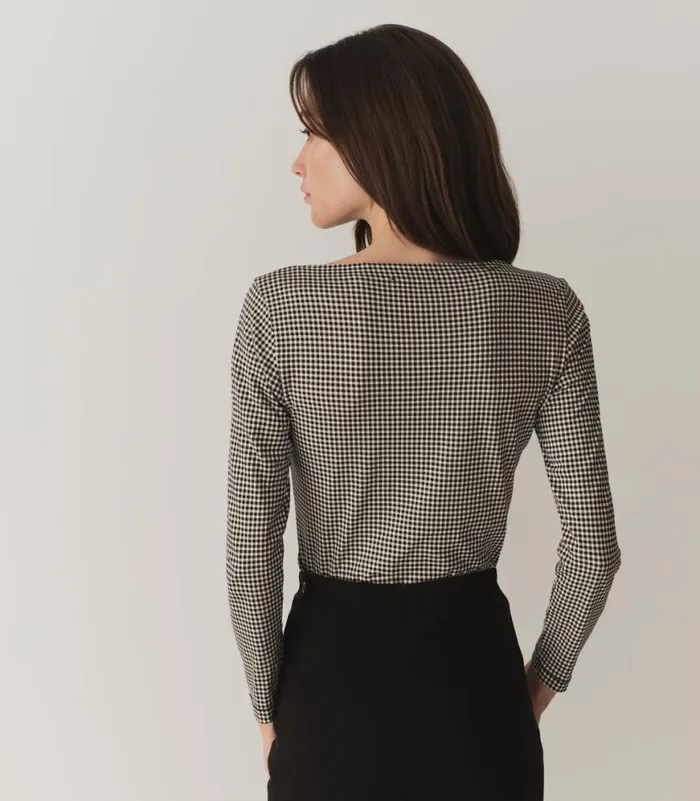 PAULETTE TEE Noir La Maddalena Gingham Shop DEN Tees