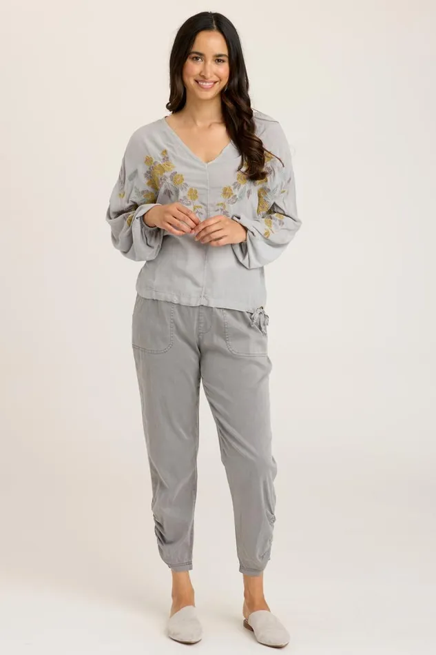 Pernille VNeck Top Soft Pebble Pigment Clothing XCVI ShirtsBlouses