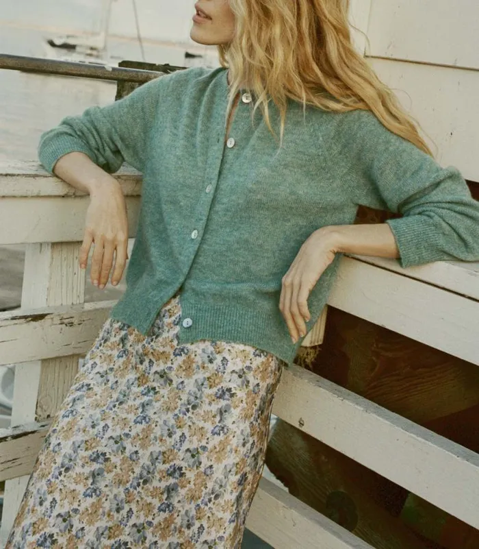 PETRA CARDIGAN Bleu Menthe Shop DEN Knitwear