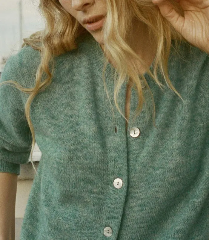 PETRA CARDIGAN Bleu Menthe Shop DEN Knitwear