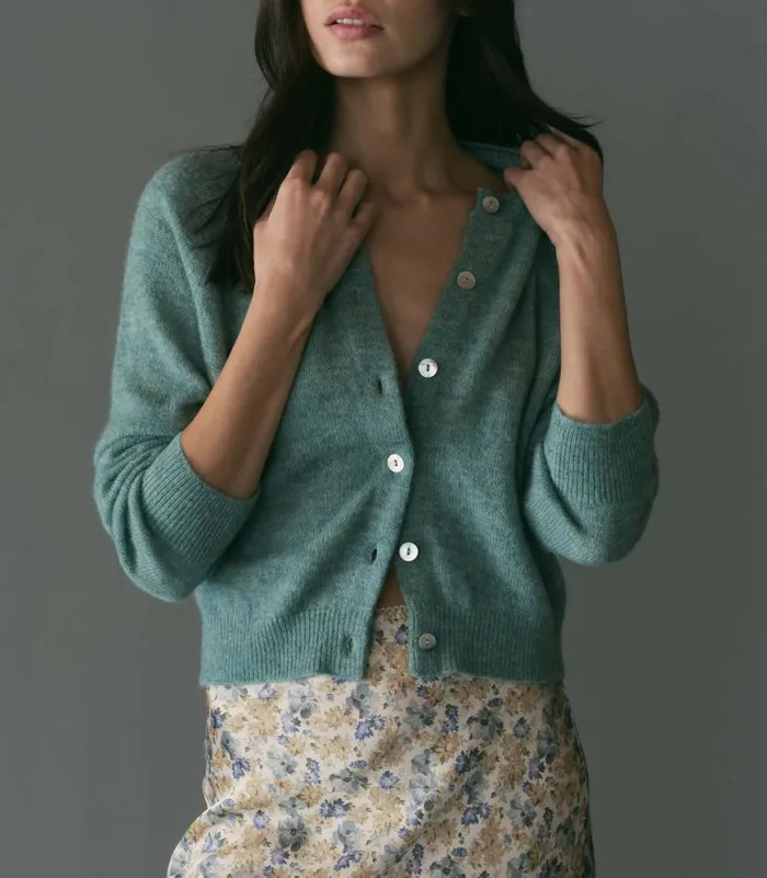 PETRA CARDIGAN Bleu Menthe Shop DEN Knitwear