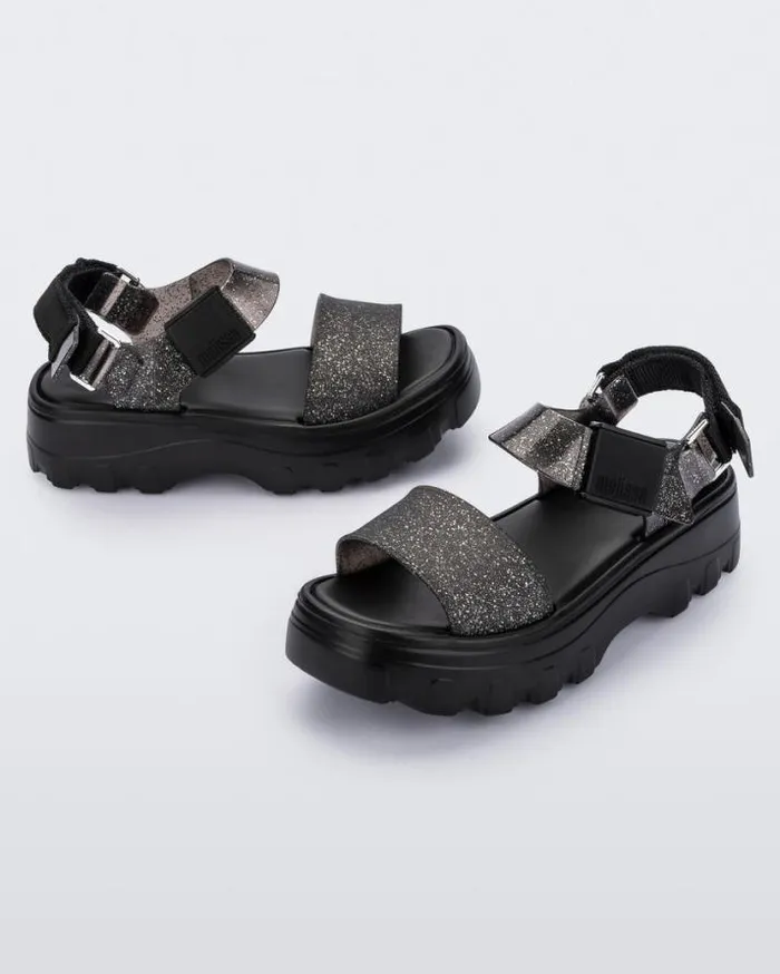 Platforms Women Melissa Kick Off Sandal Blackglitter Black