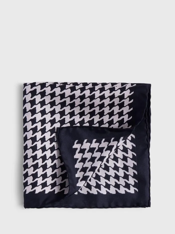 Pocket Squares Mens Paul Stuart Houndstooth Silk Pocket Square Black
