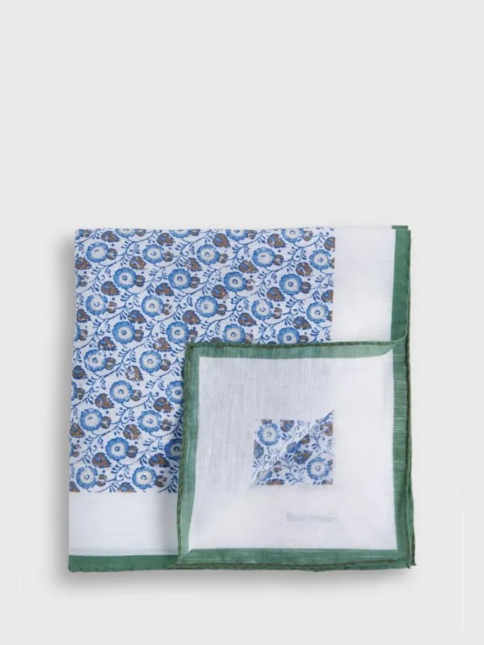 Pocket Squares Mens Paul Stuart Linen and Cotton Spring Floral Pocket Square Green Pocket Squares Mens Paul Stuart Linen and Cotton Spring Floral Pocket Square Green