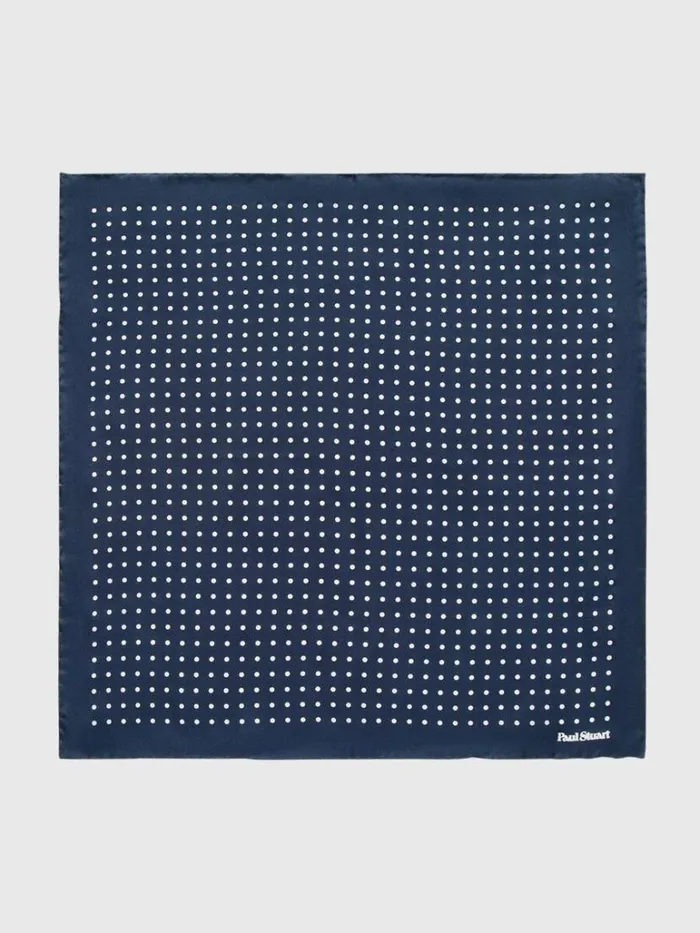 Pocket Squares Mens Paul Stuart Printed Silk Dot Pocket Square Blackcream