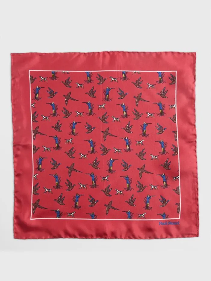 Pocket Squares Mens Paul Stuart Silk Hunting Scene Pocket Square Purple