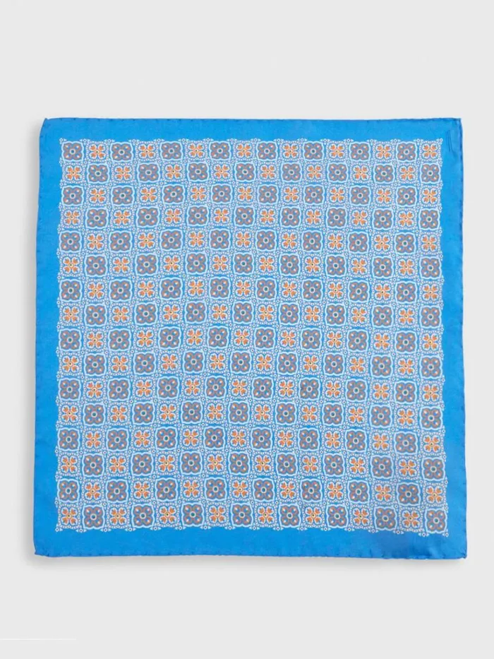 Pocket Squares Mens Paul Stuart Silk Medallion Print Pocket Square Light Blue