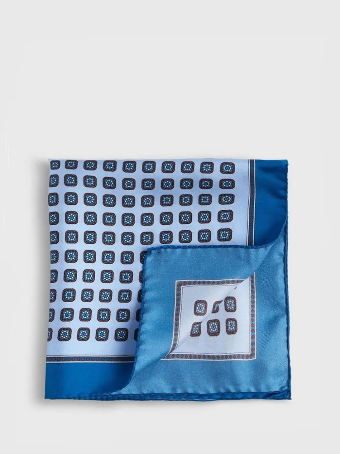 Pocket Squares Mens Paul Stuart Silk Small Medallion Pocket Square Cream
