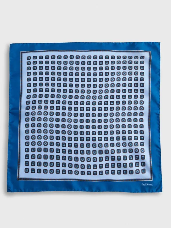 Pocket Squares Mens Paul Stuart Silk Small Medallion Pocket Square Cream