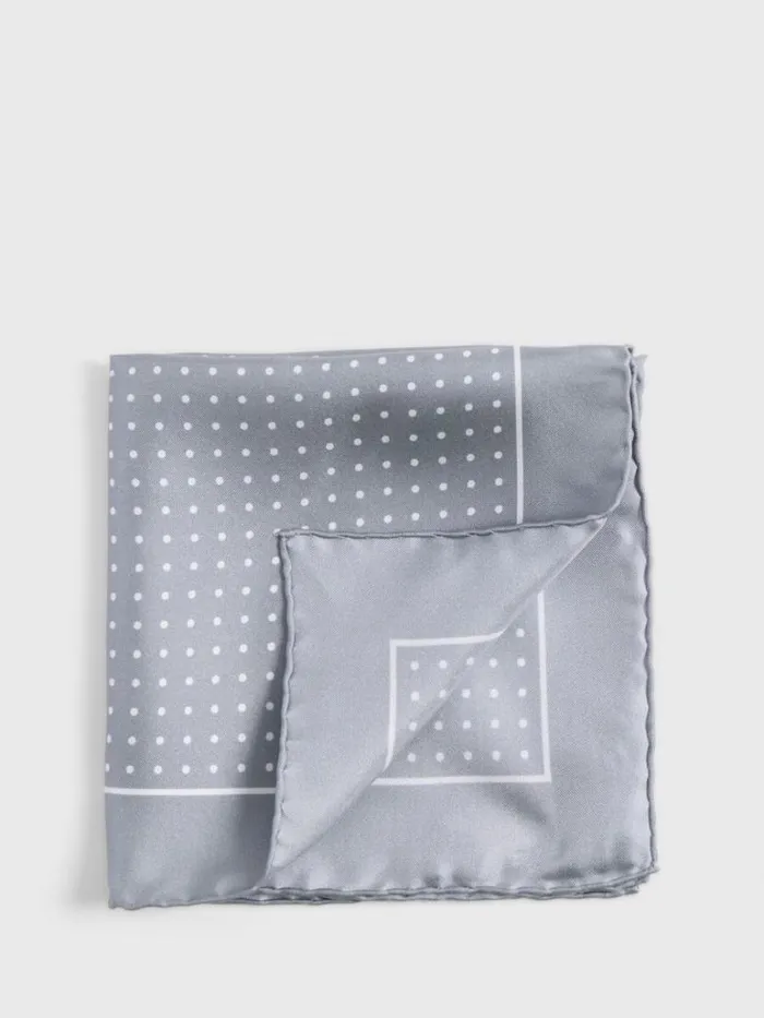 Pocket Squares Mens Paul Stuart Silk Twill Dot Print Pocket Square Silverwhite Pocket Squares Mens Paul Stuart Silk Twill Dot Print Pocket Square Silverwhite