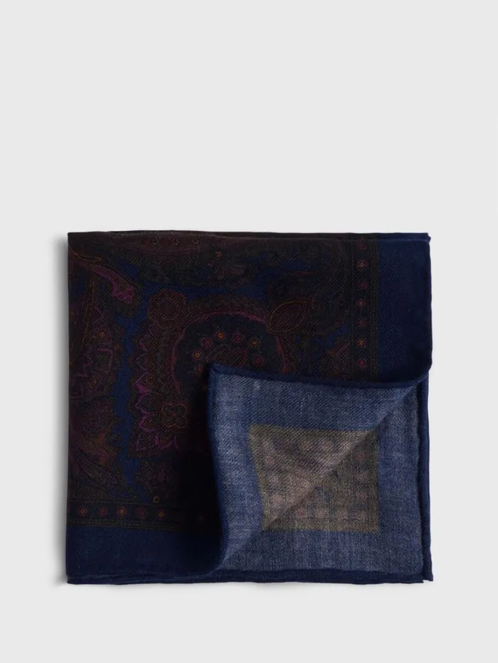 Pocket Squares Mens Paul Stuart Wool Paisley Pocket Square Gold