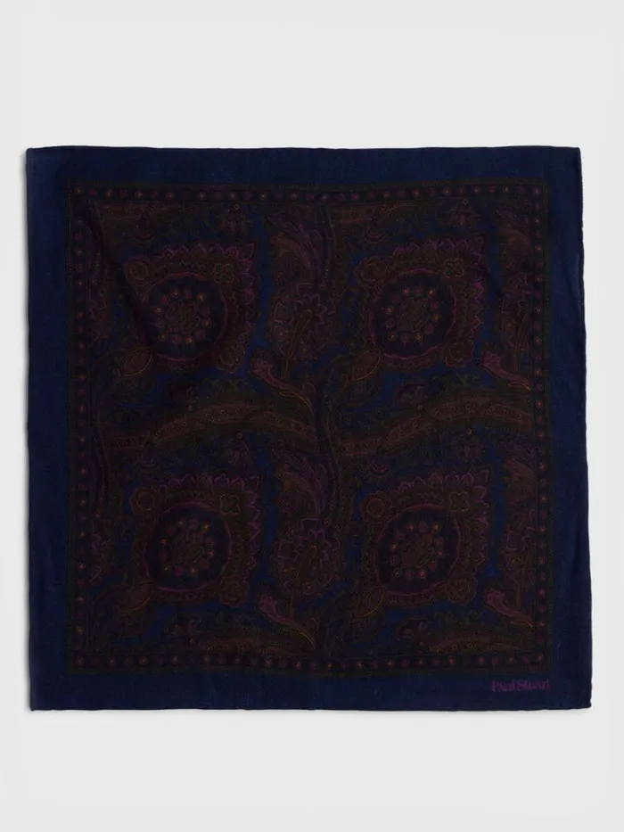 Pocket Squares Mens Paul Stuart Wool Paisley Pocket Square Gold