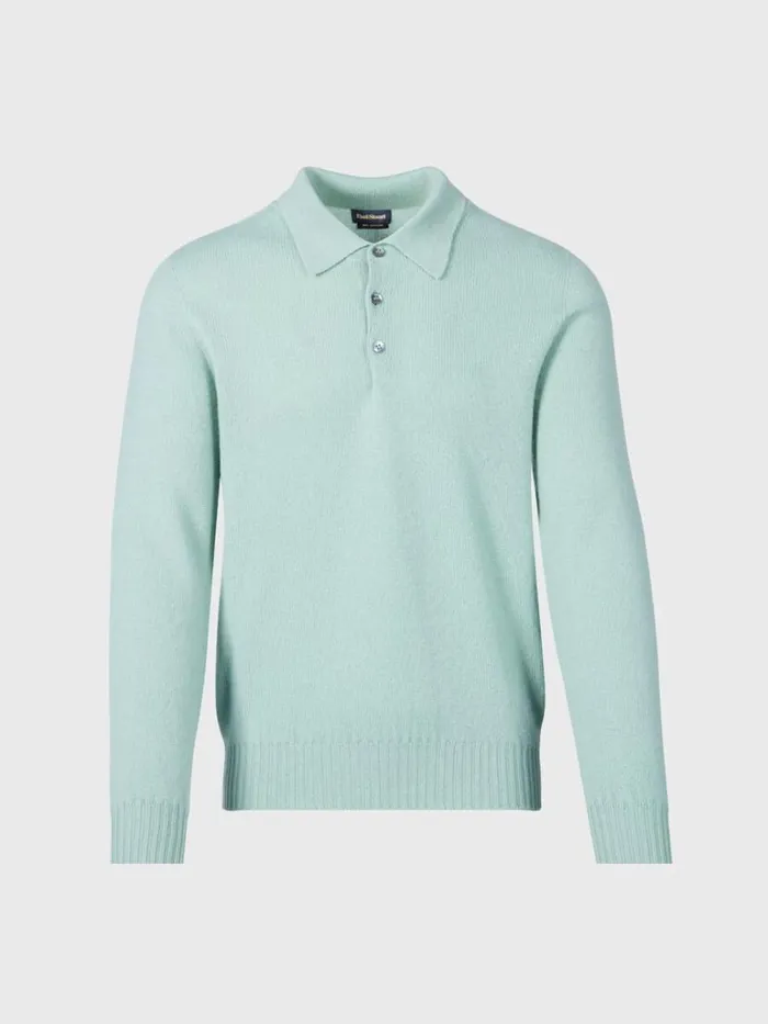 Polos and TShirts Mens Paul Stuart Cashmere Long Sleeve Polo Lavender