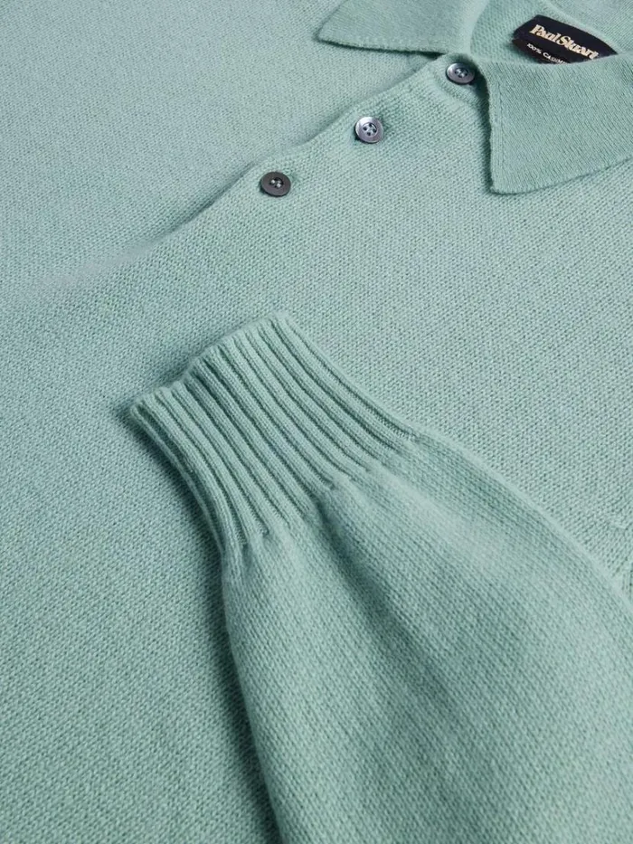 Polos and TShirts Mens Paul Stuart Cashmere Long Sleeve Polo Lavender