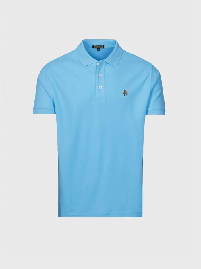Polos and TShirts Mens Paul Stuart Cotton Piqu Logo Polo Azure