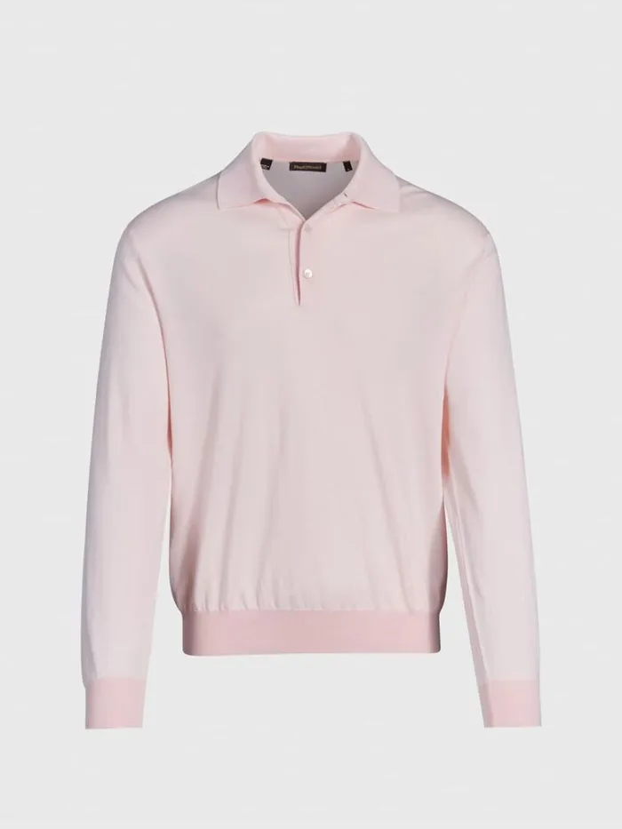 Polos and TShirts Mens Paul Stuart Long Sleeve Pima Cotton Polo Denim