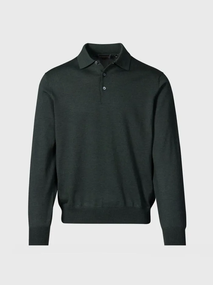 Polos and TShirts Mens Paul Stuart Merino Wool Long Sleeve Polo Light Blue