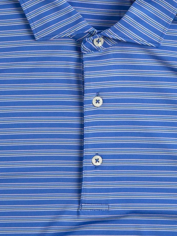 Polos and TShirts Mens Paul Stuart Multicolor Stripe Performance Polo Blue Multi