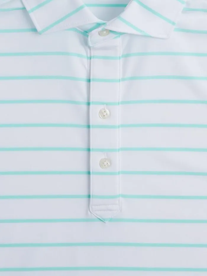 Polos and TShirts Mens Paul Stuart Pencil Stripe On White Ground Performance Polo Medium Blue Polos and TShirts Mens Paul Stuart Pencil Stripe On White Ground Performance Polo Medium Blue
