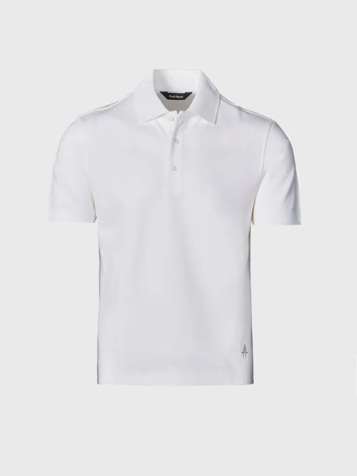 Polos and TShirts Mens Paul Stuart Tonal Parquet Pattern Logo Polo White
